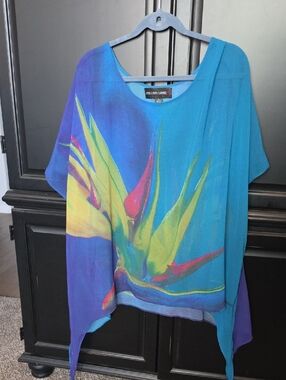Colleen Lopez Teal & Purple Floral-Print Women’s Tunic Top